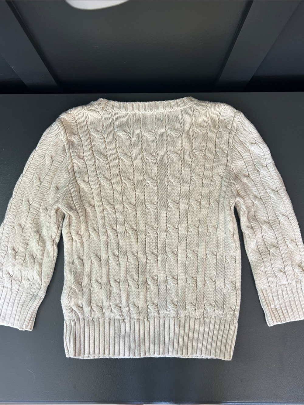 Polo by Ralph Lauren Cream Cable Knit Sweater with Navy Pony - size 2T - Picture 5 of 6